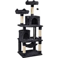 Yaheetech Kratzbaum 158/181 cm (H), Katzenbaum Kletterbaum 2 Aussichtsplattformen & 2 Höhlen & Hängematte