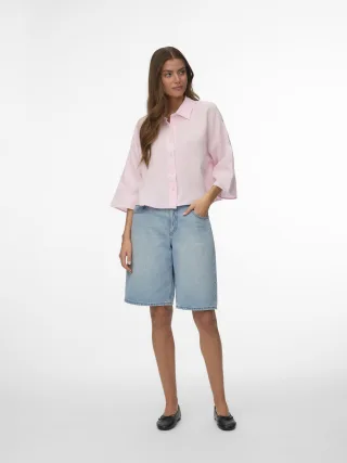 VERO MODA - VMNATALI CROP SHIRT WVN NOOS Pink-A-Boo - Gr. - M