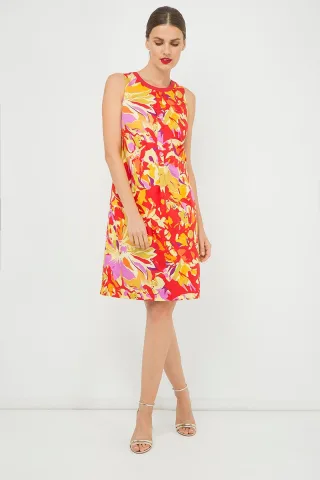Ärmelloses Kleid mit Falten-Details aus Baumwolle