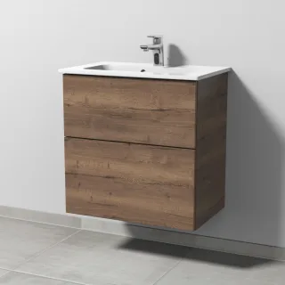 Sanipa 3way Waschtischunterbau zu Duravit ME by Starck Waschtisch mit 2 Auszügen, Eiche-Tabak SM72250