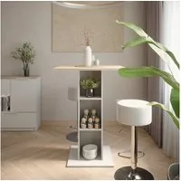 Vicco Bartisch Repose, Weiß/Sonoma/Weiß, 75 x 75 cm mit 2 Barhockern (3-St)