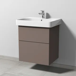 Sanipa 3way Waschtischunterbau zu Geberit Smyle Square Waschtisch mit 2 Auszügen, Taupe-Matt SP6701T