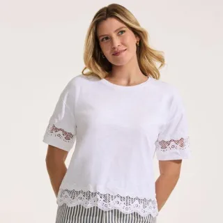 Flammgarn-Shirt mit Bordüren für Damen in Petite-Größe, Damen, size: petite, Blau, Baumwolle, by Lands' End