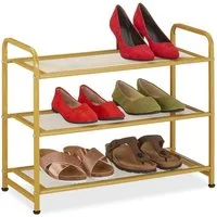relaxdays Schuhregal Goldenes Schuhregal Metall