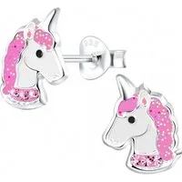 ALEXANDER YORK Paar Ohrstecker EINHORN Kristall pink, 2-tlg., 925 Sterling Silber