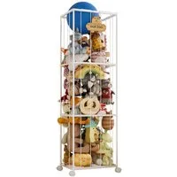 Yorbay Kinderregal Kuscheltier Aufbewahrung, Extra groß, mit Elastischem Band, Plüschtier-Halterung Spielzeug Organizer Halter für Kinder, Weiß