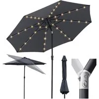 Sekey Sonnenschirm 3m Marktschirm mit Kurbel, Gartenschirm, 8 Streben, Sonnenschutz 50+, LxB: 300,00x300,00 cm, mit/ohne LED-Lichtern, Terrassenschirm Rund