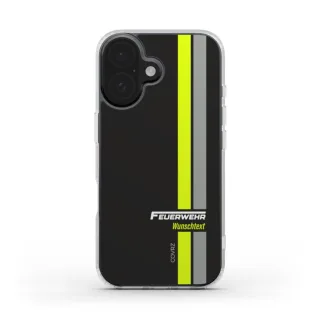 Handyhülle COVRZ | Feuerwehr Strips | Clear Case | Schwarz | Personalisierbar | MagSafe®-fähig | iPhone 16 15 14 13 Plus Pro Max, Samsung uvm. Nein iPhone 16 Ohne