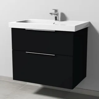 Sanipa 3way Waschtischunterbau zu Geberit iCon Light Waschtisch mit 2 Auszügen, Schwarz-Matt UF57408