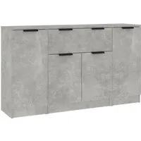 vidaXL Sideboard Sideboards 3 Stk. Betongrau Holzwerkstoff (3 St)