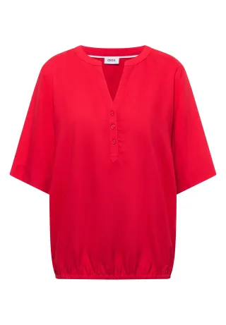 CECIL - Kurzarm Bluse mit Split Neck glazed apple red - Gr. - L