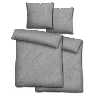 Doppelpack Sleezzz® Musselin Bettwäsche grau 155 x 220 cm + 80 x 80 cm