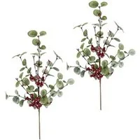Kunstzweig Eukalyptuszweig, I.GE.A., Höhe 45 cm, mit Beeren 2er Set Dekozweig Kunstblumen Weihnachtsdeko