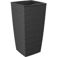 Engelland Pflanzkübel Blumentopf mit herausnehmbarem Einsatz (1 St., robuster PP-Kunststoff), Pflanztopf mit Wellenoptik, hoch, quadratisch, modern, UV-resistent