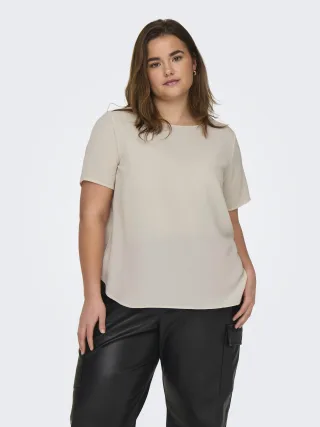 ONLY CARMAKOMA - CARVICA S/S TOP WVN NOOS Moonbeam - Gr. - 50