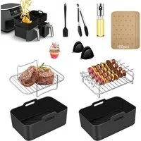 BlingBin Küchenmaschinen Zubehör-Set 22 Stück Heißluftfritteuse Zubehör für Ninja Foodi Max Dual Zone, Zubehör für Heißluftfritteusen Ninja Foodi Dual Zone AF300EU AF400EU SL400EU Double Stack XL Innsky COSORI und 7,6L-9,5L Dual Zone Heißluftfritteus