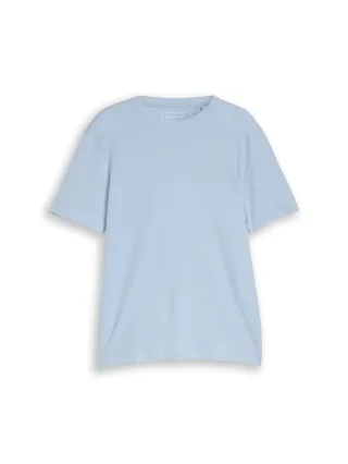 Denim Tom Tailor - T-Shirt mit Waffelstruktur smart light blue - Gr. - L