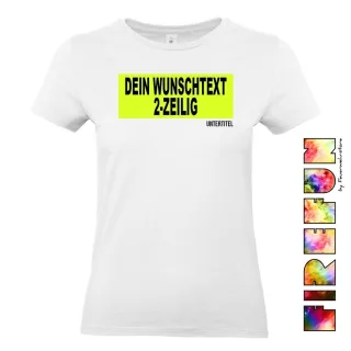 FIREFUN - Damen T-Shirt mit Wunschtext 2 Zeilig 2XL MIT Untertitel (max. 20 Zeichen) Hinten (Rücken) navy