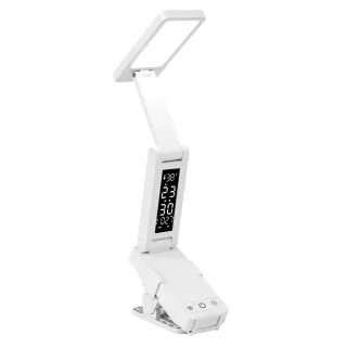 Elfeland USB Rechargeable Clip-on LED Desk Lamp 3 Color Temperatures 45 Minutes Timer LCD Display Portable Foldable Cloc