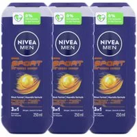 Nivea Duschgel 3 x NIVEA MEN Sport je 250ml Pflegedusche 3in1 Duschgel für Männer