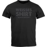 MoonWorks Print-Shirt Herren T-Shirt Weisses Shirt Black Edition Witz Gag Flachwitz mit Print