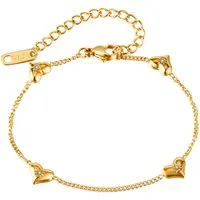 Firetti Armband Schmuck Geschenk Edelstahl Armschmuck Ankerkettengliederung Herzen, mit Zirkonia (synth)