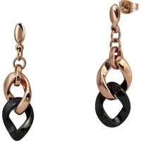 Amello Paar Ohrhänger Amello Ohrringe Edelstahl Keramik (Ohrhänger), Damen Ohrhänger Panzer Edelstahl (Stainless Steel), vergoldet (Roségol