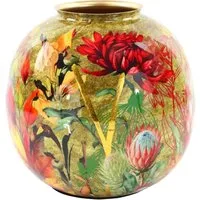 FURNARO Dekovase, Florales Dekor mit goldfarbenem Schimmer