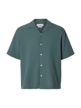 selected men - SLHRLXCAL SS SHIRT RESORT Balsam Green - Gr. - XL