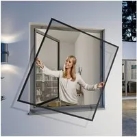 Windhager Insektenschutz-Fensterrahmen Flexi Fit, Fliegengitter teleskopierbar für Fenster, ohne bohren, (1-St), Insektenschutzgitter 130 x 150 cm, erhältlich in anthrazit oder weiß