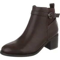 Ital-Design Damen Ankle Boot mit Blockabsatz und Schnalle Chelseaboots (92125623) Blockabsatz Stiefeletten in Braun