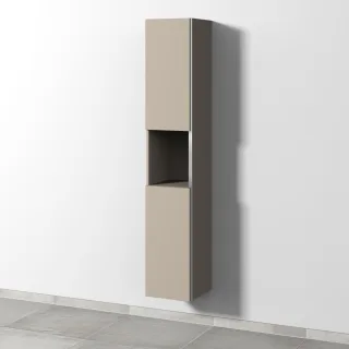 Sanipa 3way Hochschrank mit 2 Türen und 1 offenem Fach, Sandgrau-Matt BS11267