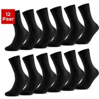 sockenkauf24 Socken 12 Paar Damen & Herren Baumwollsocken mit Komfortbund Strümpfe