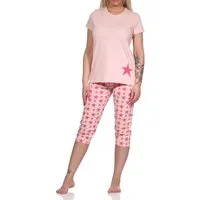 Normann Pyjama Damen Capri Pyjama, Schlafanzug mit Sternen - 112 204 10 735