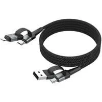Magnetisches 4in1 Ladekabel schwarz, USB-A / USB-C / Lightning