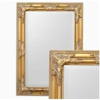 LebensWohnArt Wandspiegel Eleganter Barock Spiegel BESSA 70x50cm gold-antik Holzrahmen
