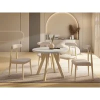 WFL GROUP Esstisch Avero ausziehbar rund modern mit Holzbeinen (MADE IN EU, vier Größen – 80/90/100/100 cm, ausziehbar auf 160/190/140/200 cm), platzsparender Tisch für kleine Küche, Esszimmer oder Wohnzimmer