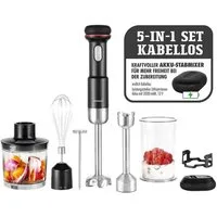 Gastroback Handmixer 40982 Design Stabmixer-Set 5 in 1 kabellos, Kraftvoller Akku-Stabmixer, Mit Topfschutz, Stabmixer-Set 5 in 1