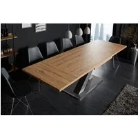riess-ambiente Esstisch MONTREAL 180-280cm natur/grau - Eiche-Design, ausziehbar, X-Gestell (Einzelartikel, 1-St), Industrial Look für Esszimmer & Konferenzraum – ideal bis 12 Personen