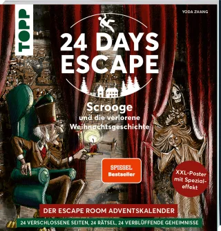24 DAYS ESCAPE ? Der Escape Room Adventskalender: Scrooge und die verlorene Weihnachtsgeschichte. SPIEGEL Bestseller-Autor: 24 verschlossene Rätselseiten und XXL-Poster mit Spezialeffekt.