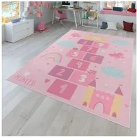 TT Home Teppich Kinderzimmer, Rechteckig, Höhe: 4 mm, Kinderzimmerteppich Teppich Kinderteppich Rutschfest Herz Wolke Schmet
