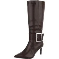 Ital-Design Damen kniehohe Stiefel mit Schnalle und High Heel High-Heel-Stiefel (92268823) Pfennig-/Stilettoabsatz Stiefel in Braun