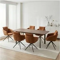 Jiexi Essgruppe Tisch-und Stuhlset, Ausziehbarer Esstisch (160–200 cm) mit 4-6 Stühlen