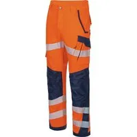 vizwell Arbeitshose Warnschutz Bundhose HiVis elastisch dehnbar warnorange warngelb reißfest und elastisch - knitterfrei sowie pflege- und bügelleicht