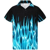 King Kameha Hawaiihemd "Flames" Funky Hawaii-Hemd Herren Kurzarm Front-Tasche Stylish