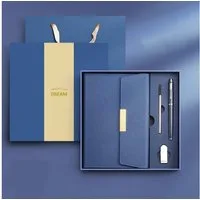 feinlux Notizbuch Business-Notizbuch-Geschenkset mit drei Falten, 80g Schreibpapier, Elastischer Stifthalter, Fadenheftung