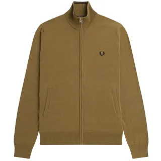 Braunes klassisches Sweatshirt mit Reißverschluss von Fred Perry