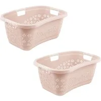 keeeper Wäschekorb lasse, 2er Set, Korb mit Softgriffen, 65 x 45 x 28 cm, 50 l (Set, 2 St), ergonomische Form, komfortable Softgriffe, Hüftstütze