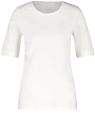 GERRY WEBER Edition - T-Shirt mit Satinblende weiß - Gr. - 36