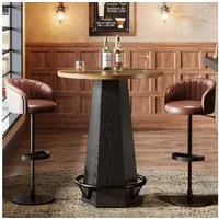 Tribesigns Bartisch Rund mit Fußstütze, Stehtisch 80cm Ø Industrial Bistrotisch Hausbar